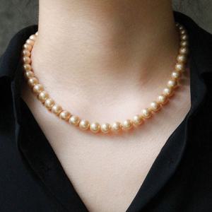 바이데이지 샴페인 골드 8mm 진주 목걸이 Bn0572