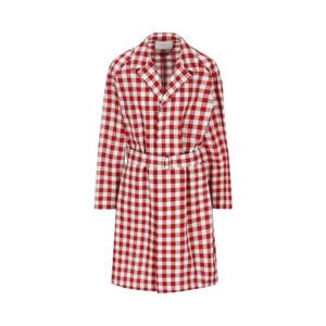 26 SS 프라다 체크 프린트 벨티드 코튼 퓨어 코트 SGC215S23112OB