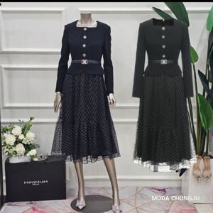 [미니멈]MD 스퀘어넥 샤이닝 샤 스커트 원피스 MD MXDAWO1270 M_