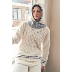 (비너스) 포그니 브이넥 꽈배기 극세사 니트 홈웨어 -VEV3976W