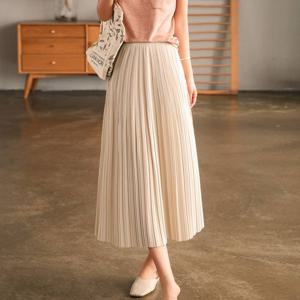 G126611_기계주름 플리츠 밴딩롱스커트