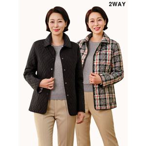 [마담엘레강스][마담엘레강스] 에이스 체크 리버시블 퀼팅 자켓