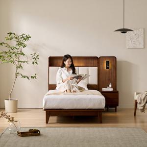 마틸다 원목 침대 LED 조명 호텔식 평상형 프레임 무선충전 SS (매트별도)