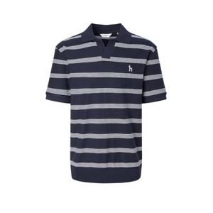 헤지스 남성 25SS 스테디셀러 네이비 스트라이프 면 반팔카라티셔츠 WHTS5B407N2