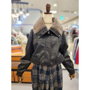 스테파니 세이브존01 털  가죽 숏 자켓 A25JK5438
