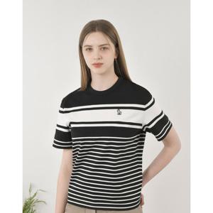 헤지스 골프 여성 25SS ONLINE EXCLUSIVE 블랙 여성 스트라이프 반팔 티셔츠 HWTS5B901BK