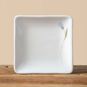 이천도자기 청꽃고백자 정사각형 앞접시 12.8cm 도자기접시 도자기그릇 반찬기 접시 반찬 그릇기 플레이팅 플레이트