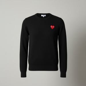 22SS 꼼데가르송 여성 레드 와펜 라운드넥 니트(블랙) P1 N067 000 BLACK