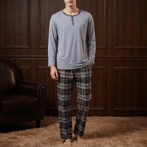 [비비안(언더웨어)]포근한 피팅감 체크 패턴 남성 홈웨어 기모 상하의 세트 EZ2950EZ2950P