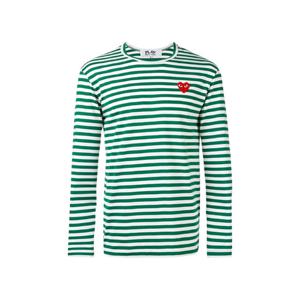 꼼데가르송 하트 와펜 스트라이프 긴팔티셔츠 그린 화이트 공용 AX T164 051 3