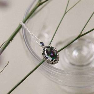 바이데이지 미스틱 쿼츠 오벌컷 실버 목걸이 Bn0608