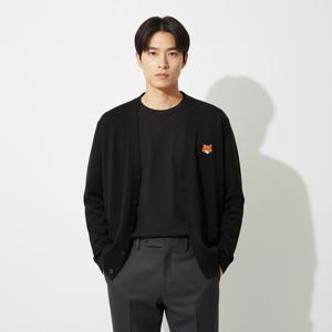 메종키츠네 남성 폭스 헤드 블랙 가디건 PM00501KT1181 P199
