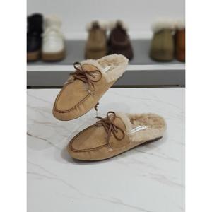 한슈 세이브존03 가죽 리본 스웨이드 퍼안감 블로퍼 1.5cm AQHS213096gdA