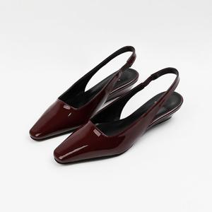 [신난다슈] 여성 슬링백 힐 3cm 발편한 여자 웨지힐 슬링백 구두 펌프스 힐 밴딩 ST261100 와인