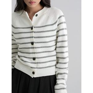 (35615AWM30) [에잇세컨즈] 스트라이프 크랍 카디건  아이보리 [TAG가 49,900]