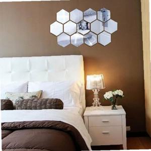부착 골드 실버 패턴 거울 아크릴 12P 헥사곤 미러 벽