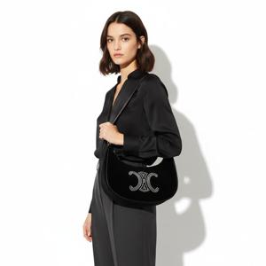 CELINE AVA BAG IN VELVET WITH TRIOMPHE IN STRASS (193952FJM 38SI) (아바 벨벳 트리옹프 백)