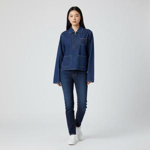 CELINE QUATER ZIP SHIRT IN DARK OCEAN WASH DENIM (RC0190711 08DO) (쿼터 지퍼 데님 셔츠)