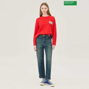 베네통 레더 패치 일자 데님팬츠 BADP16511