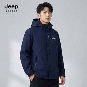 JEEP SPIRIT 공용 기능성 후드 바람막이 네이비 (JSFAJK31)