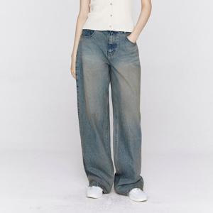 [지오다노]우먼 05415935 루즈핏 와이드 워시드 데님 봄 청바지 415935