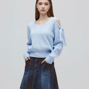 [에고이스트]어깨 트임 리본 디테일 니트 풀오버 ES1KL163