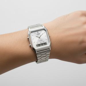 카시오 AQ-230A-7AMQYDF (AQ-230A-7A) 아날로그 디지털 스퀘어 빈티지 레트로 공용 메탈시계