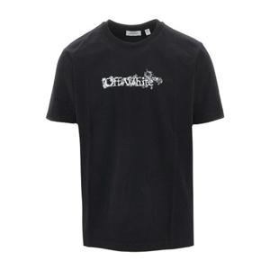 오프화이트 로고 프린트 크루넥 반팔 티셔츠 44MAA027S26J007 0