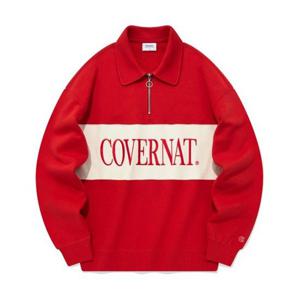 커버낫 COVERNAT 블록 카라 하프 집업 맨투맨 레드 CO2303CR14RD 343568