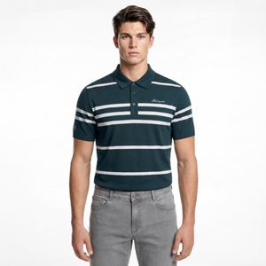 [먼싱웨어] 남성 스트라이프 반팔 스웨터 틸블루 MR121MSW32