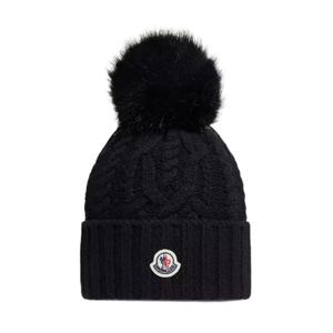 몽클레르 로고 폼폼 블랙 여성 비니 3B00063 M4506 999