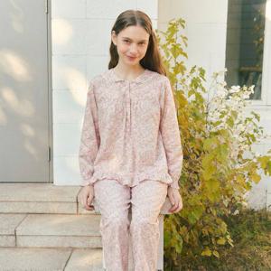 비너스 부드러운 피팅감 면 모달 플라워나염 여성 실내복 파자마 세트 (VPAA201W)