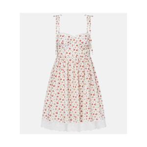 돌체앤가바나 플로럴 레이스 트리밍 코튼 블렌드 포플린 미니드레스 P01122794