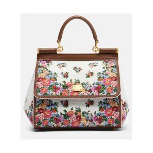 돌체앤가바나 Sicily 미디엄 레더 트리밍 탑 핸들 백 P01129318