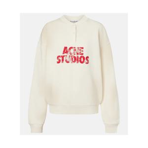 아크네 로고 디스트레스드 코튼 저지 스웨트셔츠 P01145274