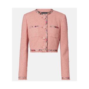 돌체앤가바나 플로럴 크롭 코튼 블렌드 트위드 재킷 P01122903