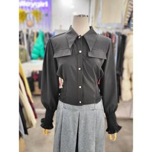 밸리걸 세이브존01 봄 스모킹 카라넥 크롭 블라우스 618310