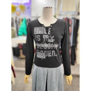 밸리걸 세이브존01 레터링 크롭 골지 긴팔 티셔츠 620670