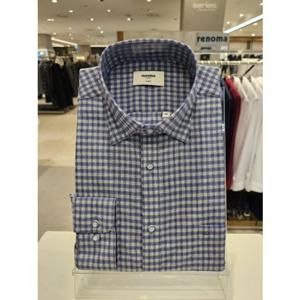 [레노마셔츠] (RRQSSG1034BU) (레노마 일반핏)고급 린넨혼방 시어서커 스냅긴팔 남방 RRQSSG103