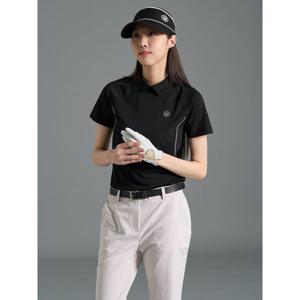 [빈폴골프][B_under] 여성 라인 배색 칼라 반소매 티셔츠 - 블랙(BJ6342L105)