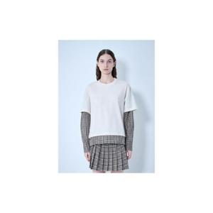 26 SS 몽클레어 여성 레이어드 체크 티셔츠 mon0264028wht