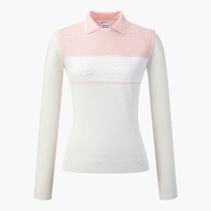 데상트골프 VQA DR22WFTL43-LPKG 여성 니트 하이브리드 냉감 카라 티셔츠 / Light Pink