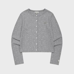 M 와키윌리자켓 CQK WA2601CD65TC 우먼스 베이직 코튼 라운드넥 가디건 도트