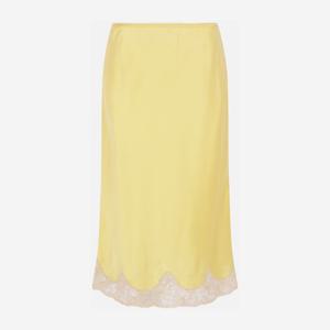생로랑 실크 새틴 스캘럽 레이스 스커트 851414 Y7G277262