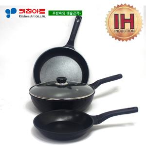 키친아트 꼬뜨(IH) 실버스카이 후라이팬3종(C)SET(26+30+28궁)유리