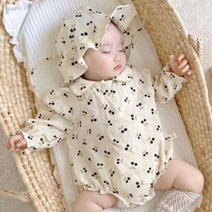 유아바디슈트 블랙체리 아동 긴팔 바디슈트 보넷세트 204874