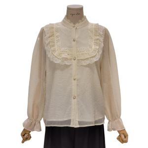 [에이지도르]레이스 프릴넥 블라우스 (ALSISPB137)