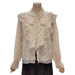 [에이지도르]하트 도트 프릴 블라우스 (ALSISPB138)