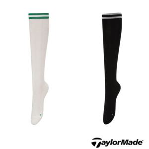 [테일러메이드] 테일러메이드 어패럴 골프 양말 AS65607 999 여성 골지 메쉬 배색 리본 니삭스(38CM) 긴양말 실리콘 TWAS6560799