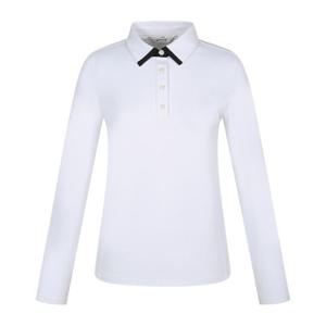 핑골프웨어 NQC 121D3TO052_WH 여성 배색 포인트 카라 긴팔 티셔츠